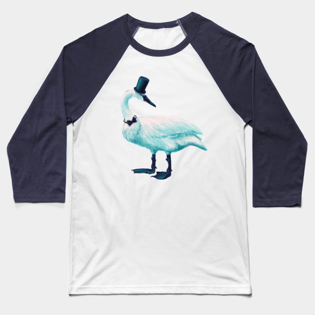 Funny Swan With Bowtie And Top Hat Baseball T-Shirt by Boriana Giormova